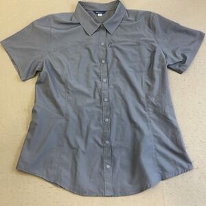 Nepallo Womens Gray Fishing Short Sleeve Button Down Shirt Large Hiking Travel
